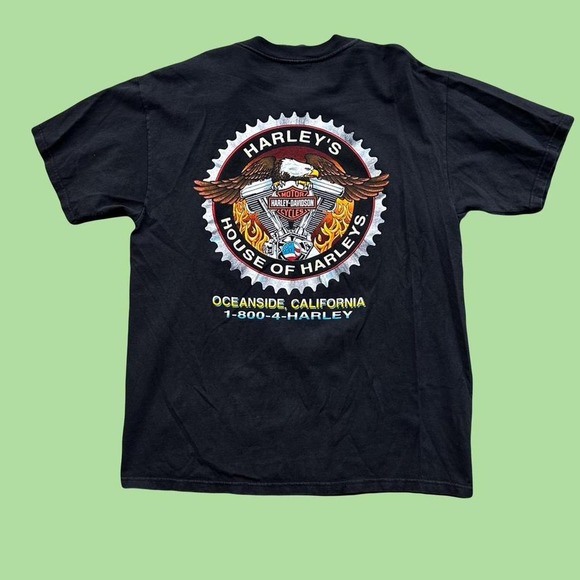 VINTAGE 1996 GRUNGE HARLEY DAVIDSON MOTORCYCLE BLACK SHIRT SIZE LARGE - Picture 2 of 6